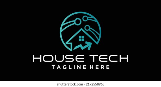 Smart House Icon Logo Design Digital Electronics Chip Control Home Logotype Concept Icon Premium Vector