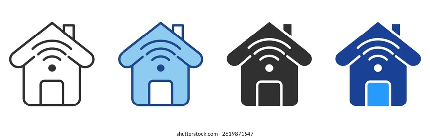 Smart House Icon Multiple Style Vector Collection