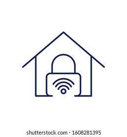 Smart House Icon vector, wifi sign with padlock
