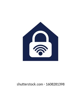 Smart House Icon vector, wifi sign with padlock