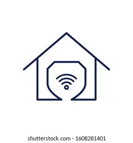 Smart House Icon vector, wifi sign with shield symbol
