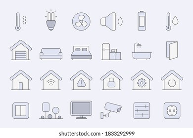 Smart House Icons set - Vector color symbols of home security management technologies for the site or interface