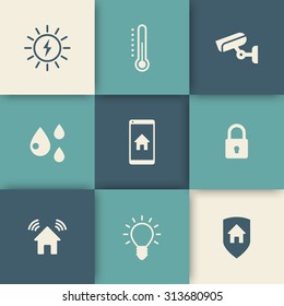 Smart house icons set, vector illustration