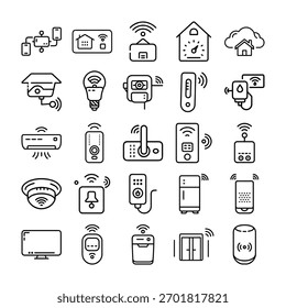 Ícones de casa inteligente sem fio técnico sistema automação item de conexão