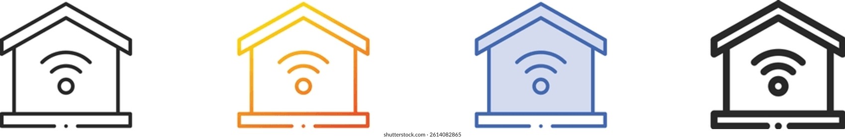 smart house icon.Thin Linear, Gradient, Blue Stroke and bold Style Design Isolated On White Background