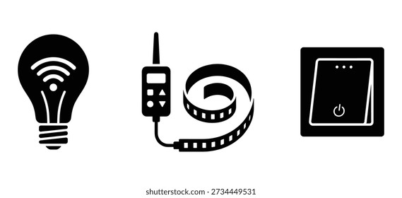 Smart house, iot devices and electronics. Remote control, technology equipment for home automation. Isolated on transparent background.