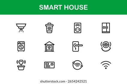 Smart House Line Icon Collection - Símbolos exclusivos, premium e criativos que representam tecnologia residencial e sistemas residenciais inteligentes