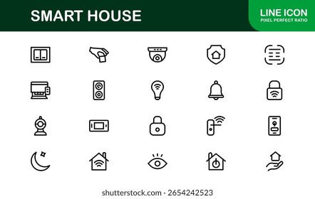 Smart House Line Icon Collection – Unique, premium, and creative symbols representing home technology and intelligent residential systems