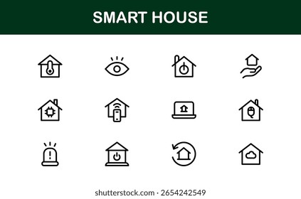 Smart House Line Icon Collection – Unique, premium, and creative symbols representing home technology and intelligent residential systems