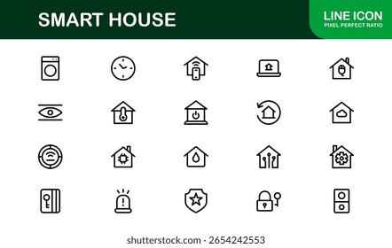 Smart House Line Icon Collection - Einzigartige, hochwertige und kreative Symbole für Heimtechnologie und intelligente Wohnsysteme