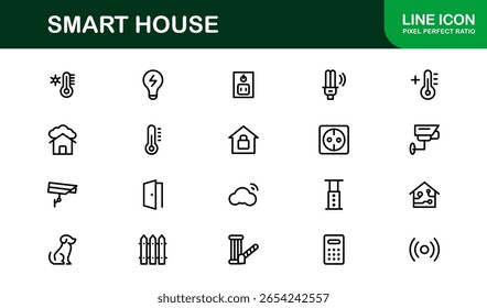 Colección Smart House Line Icon: símbolos únicos, premium y creativos que representan la tecnología del hogar y los sistemas residenciales inteligentes