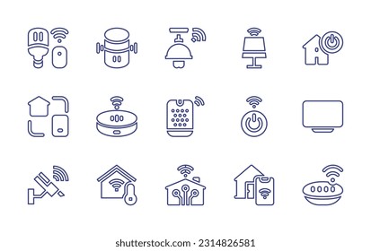 Smart house line icon set. Editable stroke. Vector illustration. Containing 