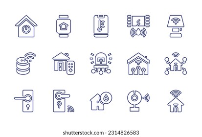 Smart house line icon set. Editable stroke. Vector illustration. Containing 