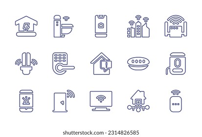 Smart house line icon set. Editable stroke. Vector illustration. Containing 