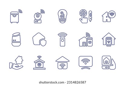 Smart house line icon set. Editable stroke. Vector illustration. Containing 
