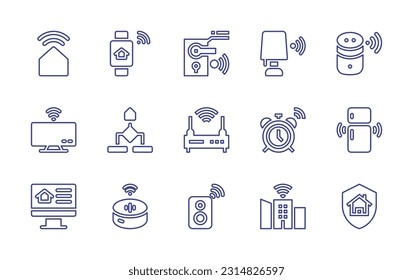Smart house line icon set. Editable stroke. Vector illustration. Containing 