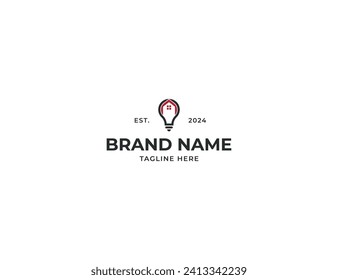 Smart House Logo Concept symbol sign icon Design Element. Light Bulb with Home Logotype. Vector illustration template