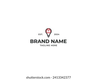 Smart House Logo Concept symbol icon sign Design Element. Light Bulb with Home Logotype. Vector illustration template