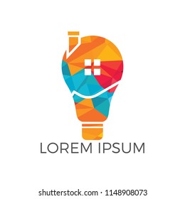 Smart house logo design. Light bulb with house logo. Concept for smart intellectual house.