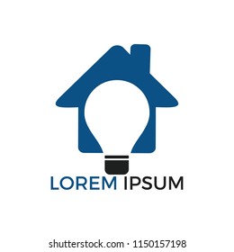 Smart house logo design. Light bulb with house logo. Concept for smart intellectual house.