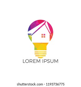 Smart house logo design. Light bulb with house logo. Concept for smart intellectual house.