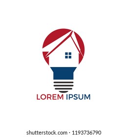 Smart house logo design. Light bulb with house logo. Concept for smart intellectual house.