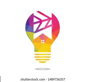 Smart house logo design. Light bulb with house logo. Concept for smart intellectual house.