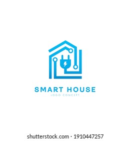 Smart House Logo Design Symbol Template Flat Style Vector Illustration	