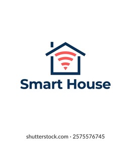Smart house logo. Smart home logo icon with wireless connection concept. 