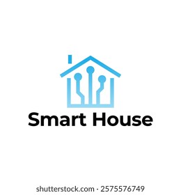 Smart house logo. Smart home logo icon with wireless connection concept. 