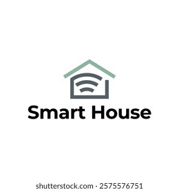 Smart house logo. Smart home logo icon with wireless connection concept. 