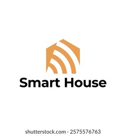 Smart house logo. Smart home logo icon with wireless connection concept. 