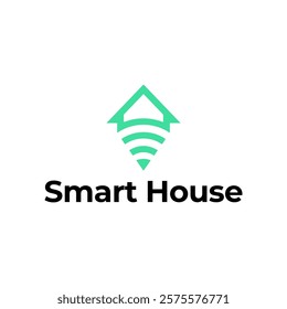 Smart house logo. Smart home logo icon with wireless connection concept. 