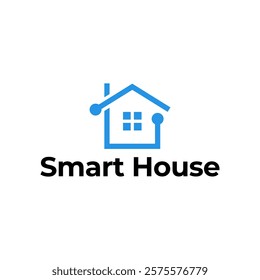 Smart house logo. Smart home logo icon with wireless connection concept. 