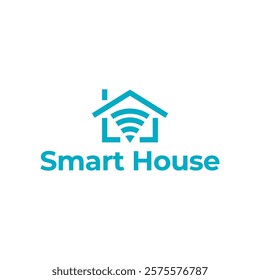 Smart house logo. Smart home logo icon with wireless connection concept. 