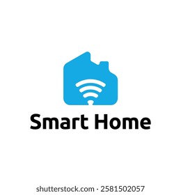 Smart house logo. Smart home logo icon with wireless connection concept. 