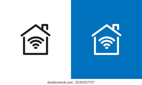 Smart House logo icon. Simple line house logo, Simple element illustration. Smart Home wifi wireless logo design template