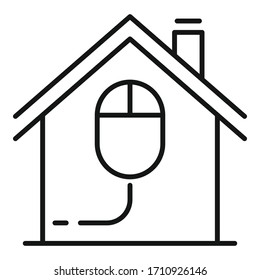 Smart house mouse control icon. Outline smart house mouse control vector icon for web design isolated on white background