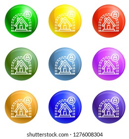 Smart house protect icons vector 9 color set isolated on white background for any web design 