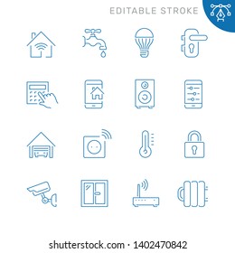 Smart house related icons. Editable stroke. Thin vector icon set, black and white kit