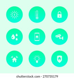 Smart House round trendy flat icons, vector illustration, eps10, easy to edit