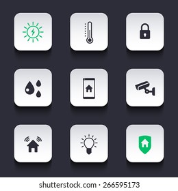 Smart house, rounded square modern icons, vector illustration, eps10, easy to edit