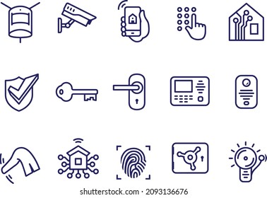 Smart house security system icons vector design 