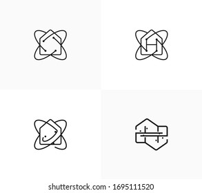 Smart house set icons. Flat linear logo. Suitable use for technology, estate, smart city, house, internet of things.