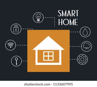 smart house with set services icons