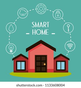smart house with set services icons