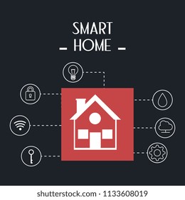 smart house with set services icons
