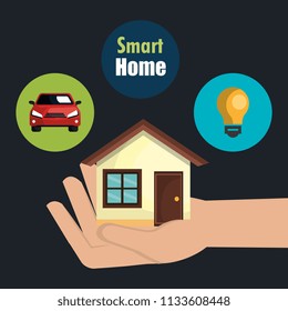 smart house with set services icons