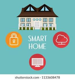 smart house with set services icons