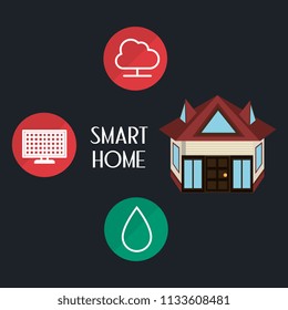 smart house with set services icons